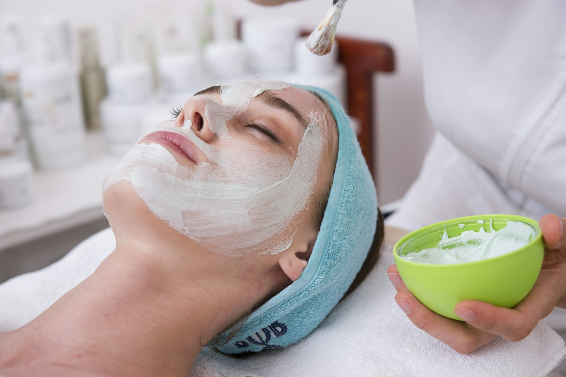 Close-up of a professional aesthetic treatment in a modern clinic setting